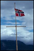 Norwegian flag in the wind.