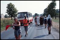 Pilgrims walking to Czestochowa.